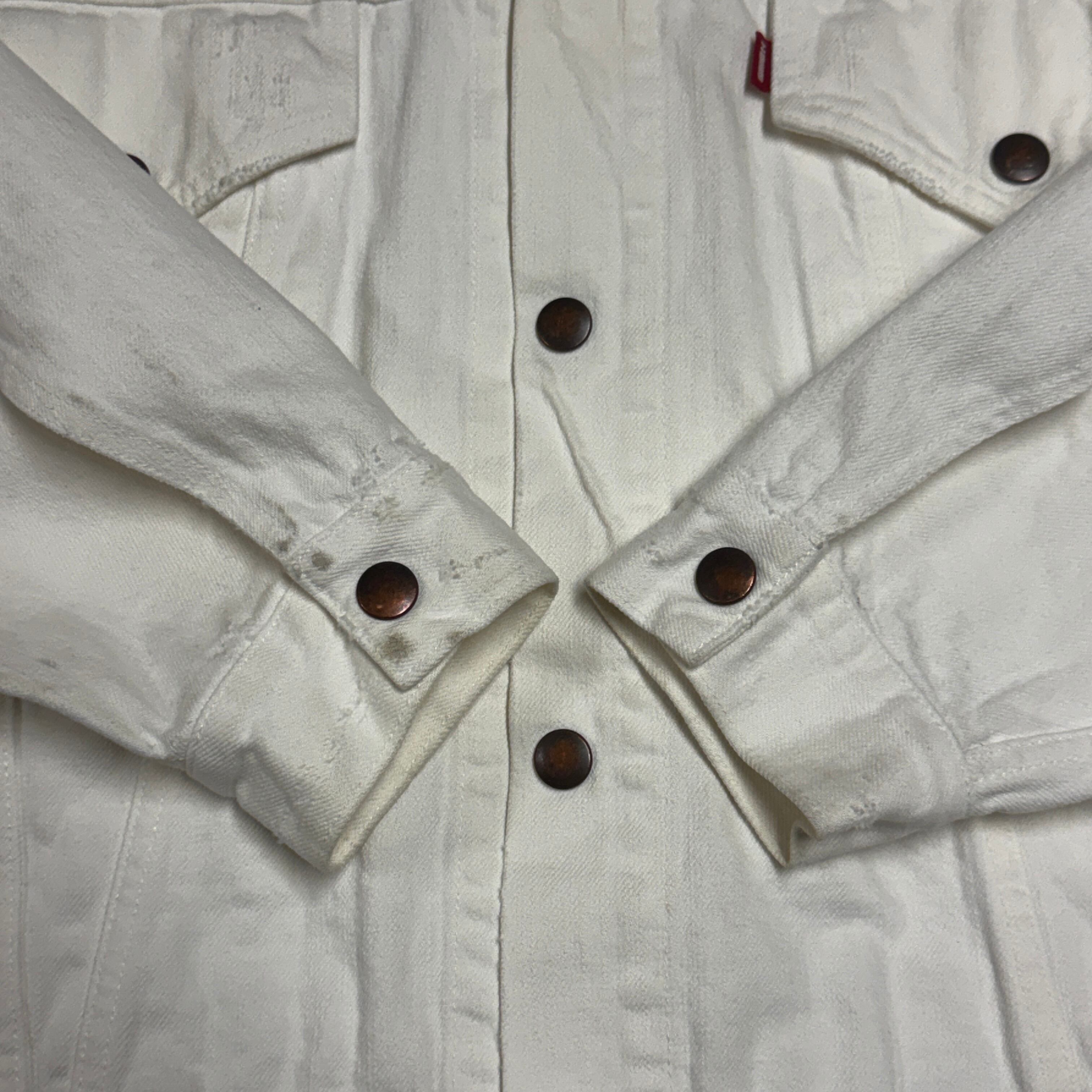 H BEAUTY &YOUTH DAMAGE TRUCKER JACKET WHITE | safarionline
