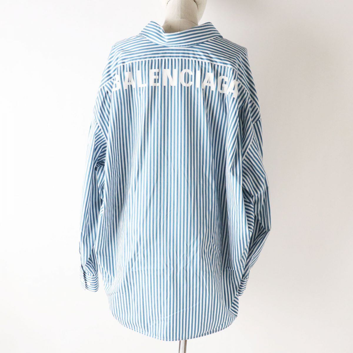 BALENCIAGA 長袖シャツ 青 ストライプ バレンシアガ BALENCIAGA 長袖