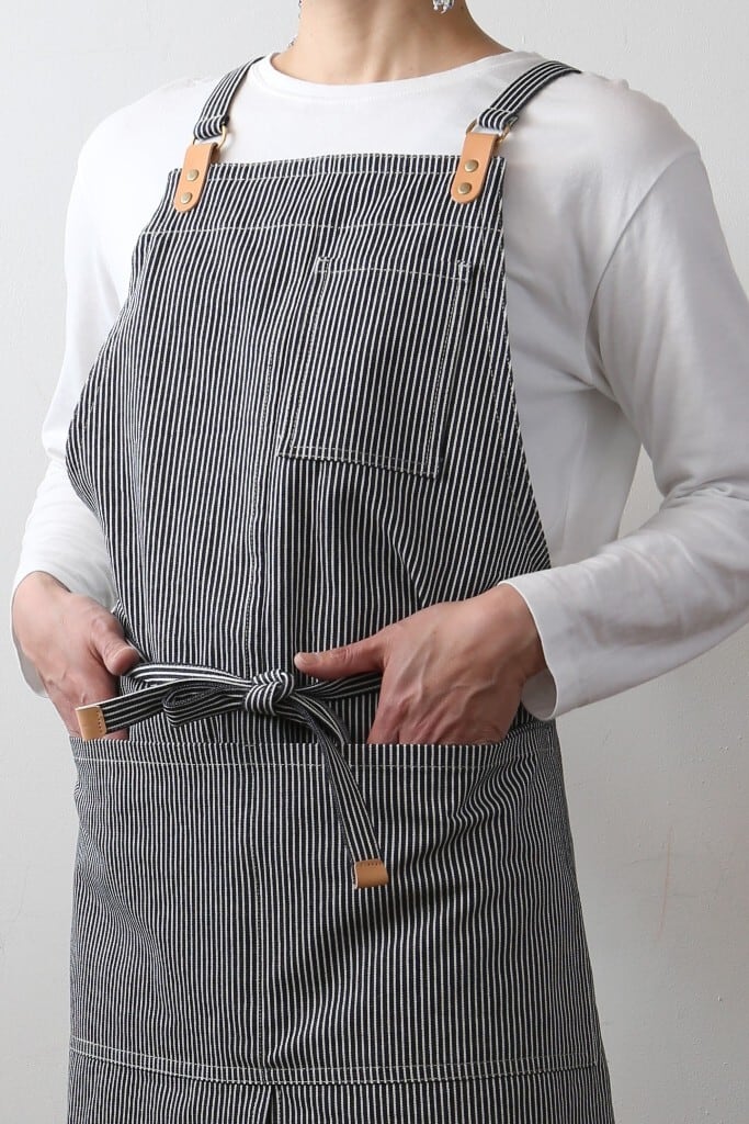 ユニセックス】レザー×ヒッコリー クロスエプロン | sunny day tailor