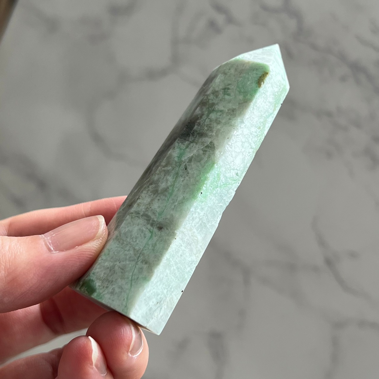 ガーニエライト タワー5*グリーンムーンストーン*ポイント*天然石インテリア*パワーストーン*天然石置き物