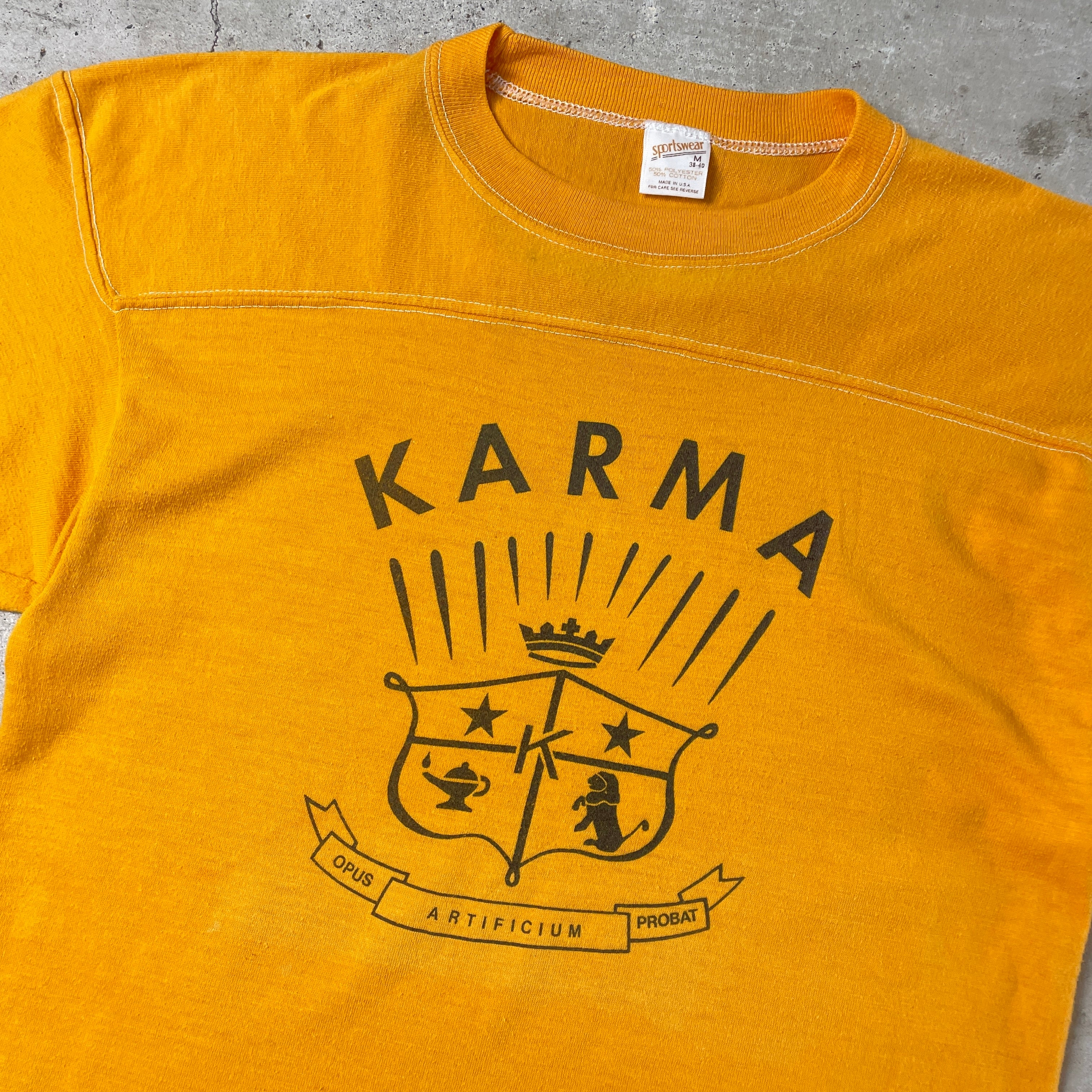 USA製 70年代〜80年代 KARMA プリント フットボールTシャツ メンズM