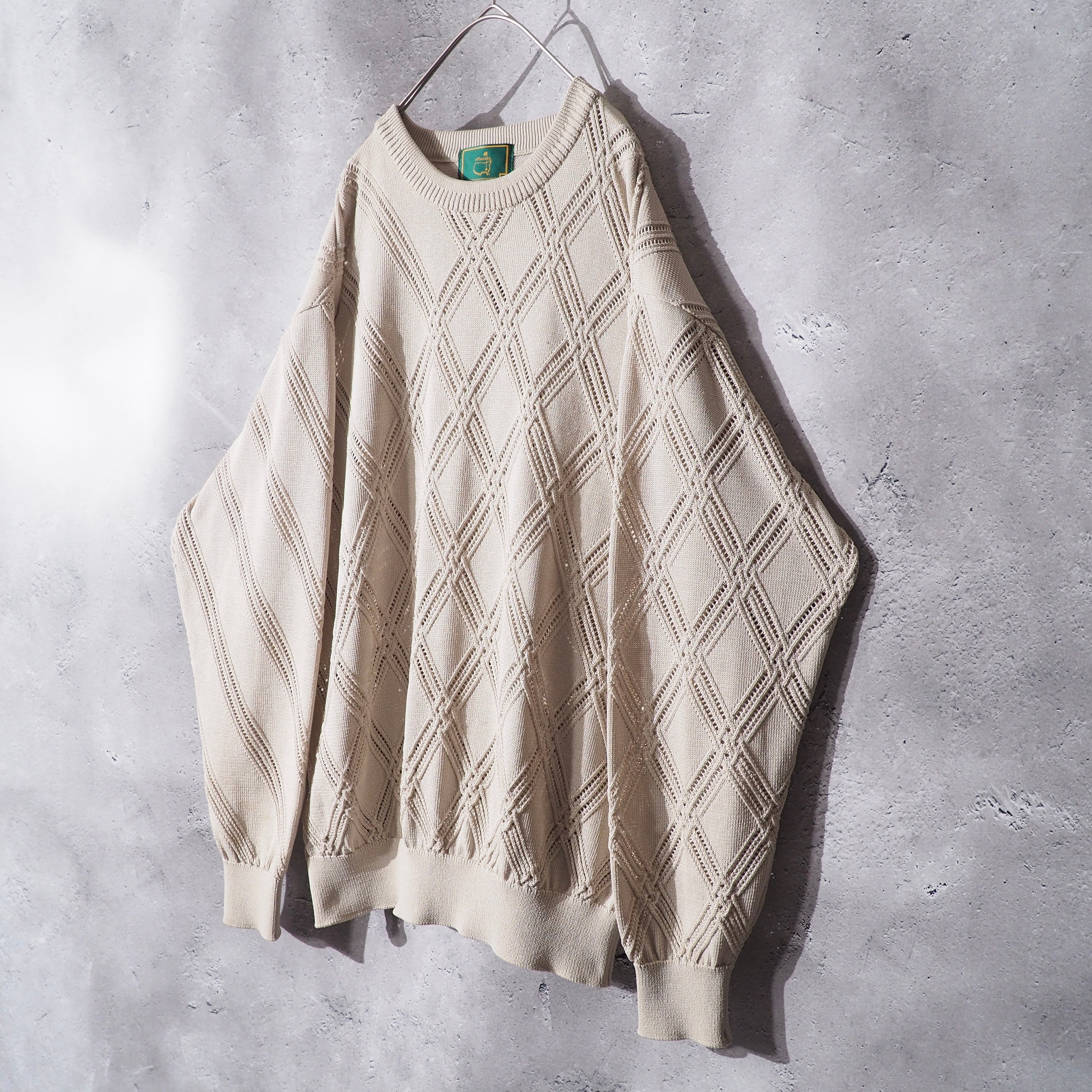 1990s Switching Mesh Embossed Vintage Loose Knit