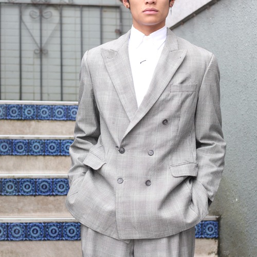 EU VINTAGE JOHN FOSTER CHECK PATTERNED DOUBLE JACKET SET UP SUIT MADE IN ENGLAND/ヨーロッパ古着チェック柄ダブルジャケットセットアップスーツ