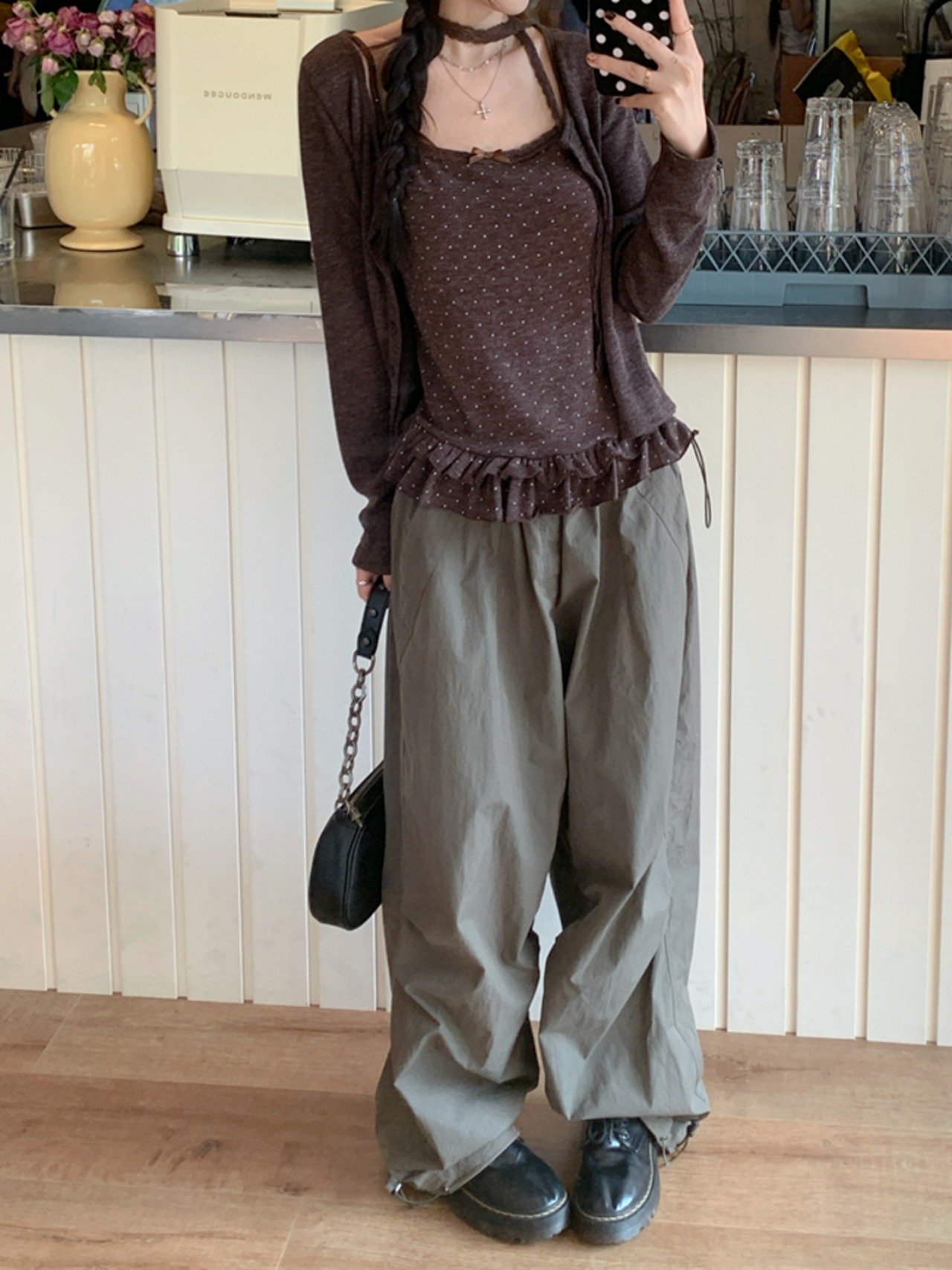 キャミソール+カーディガン+レースタイ3点セット LK1752