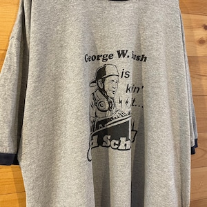 【anvil】リンガー トリム Tシャツ DJ イラスト George W.Bush old school ビッグサイズ XL US古着 アメリカ古着