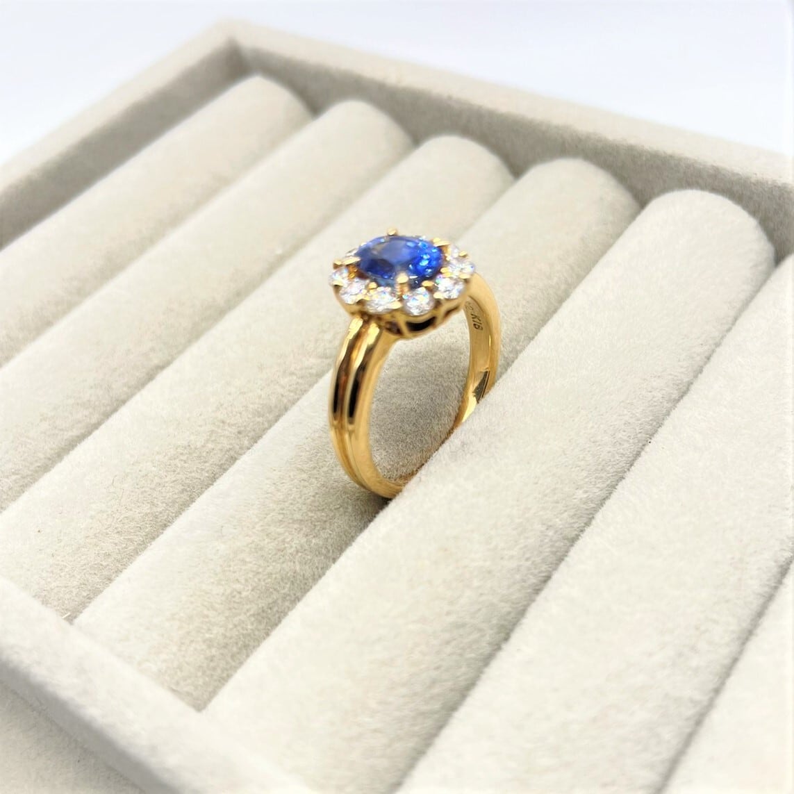 NM014 天然 サファイア 1.36 ダイヤモンド 0.62ct リング K18 指輪 