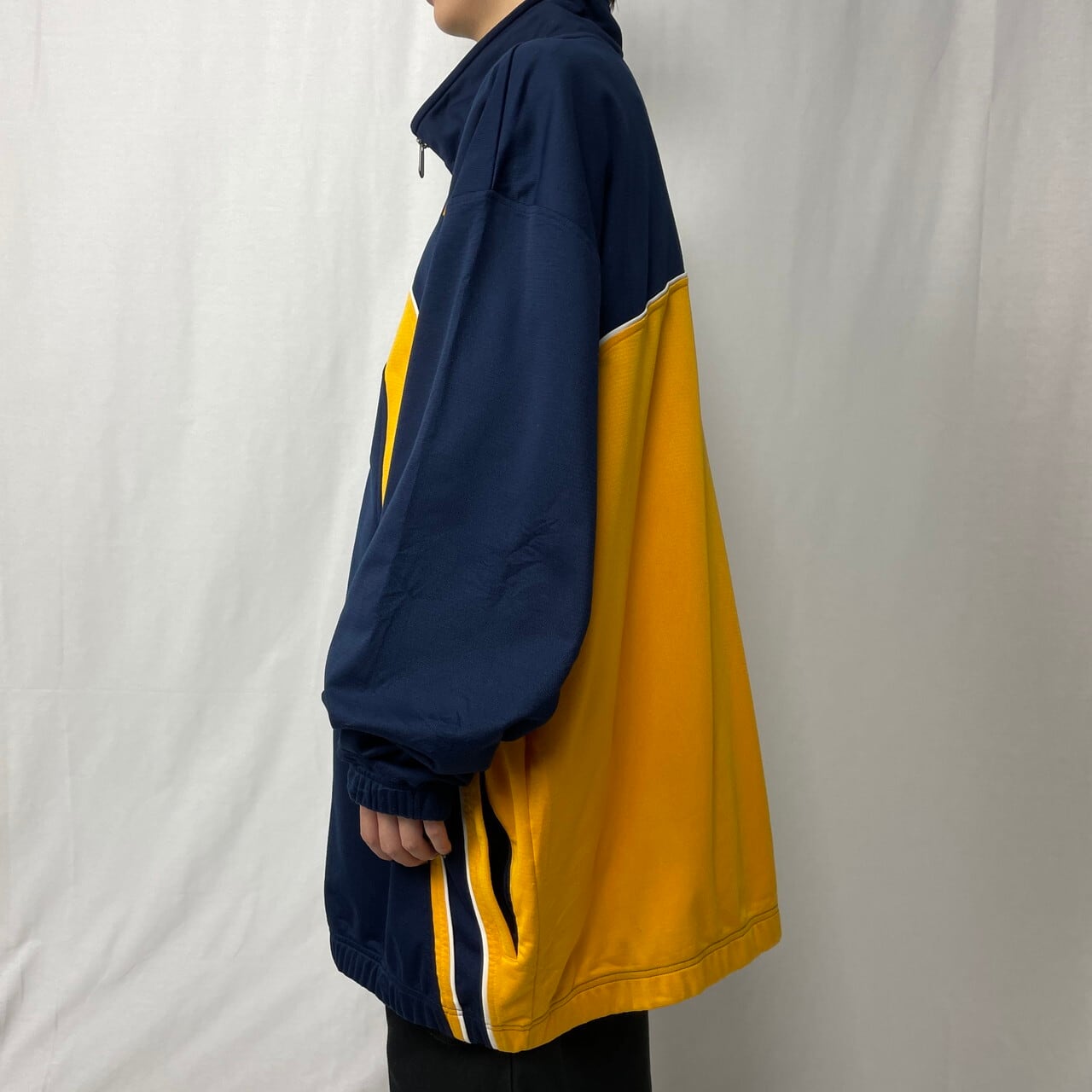 90~00年代 NIKE TEAM ナイキ チーム WEST VIRGINIA ジャージ トラックジャケット メンズ2XL 古着 スウォッシュロゴ  切り替えデザイン イエロー ネイビー 黄色 紺色【ジャージ・トラックジャケット】 | cave 古着屋【公式】古着通販サイト