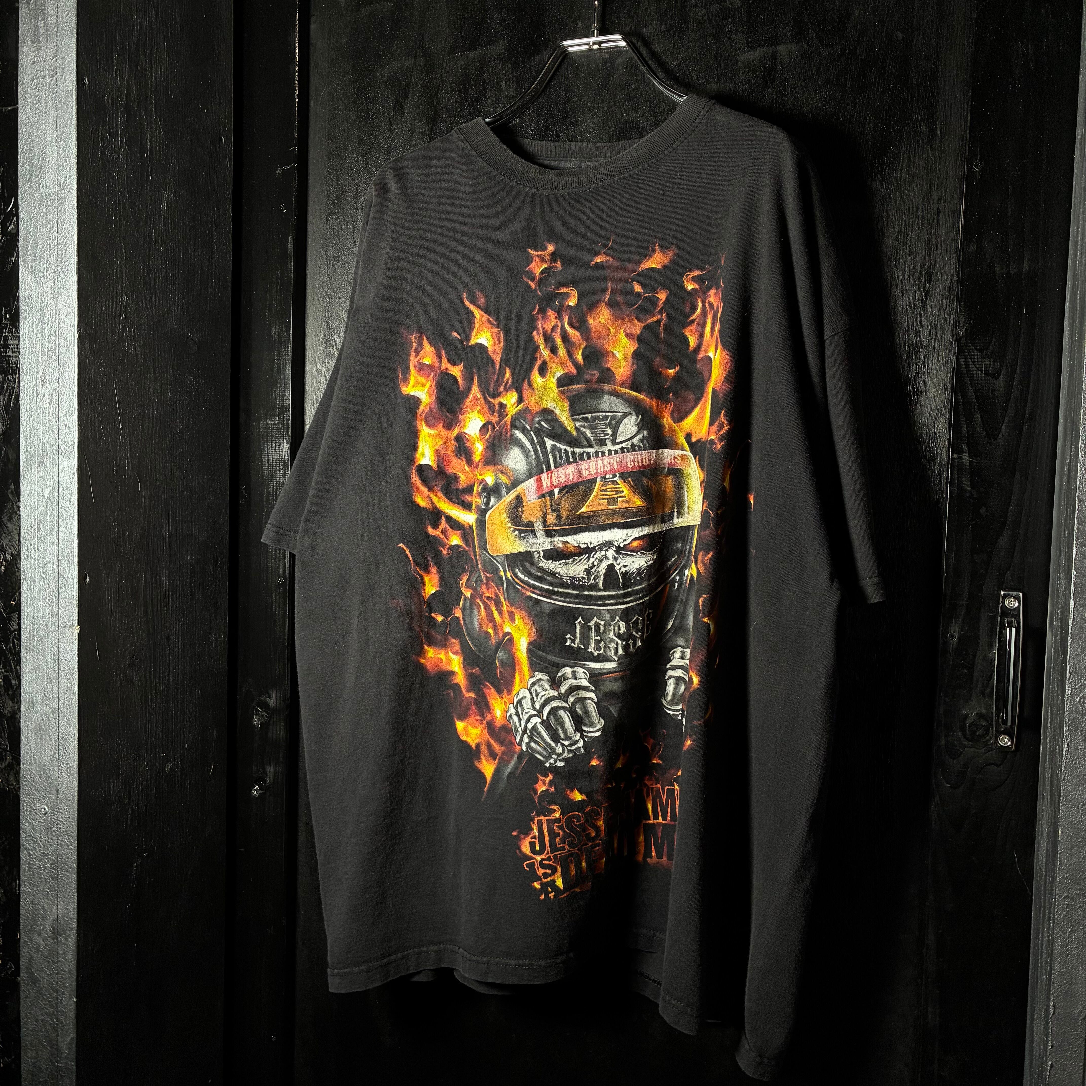 WEST COAST CHOPPERS by JESSE JAMES ファイアーパターンTシャツ 黒