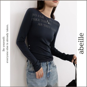 button slit lettering print pullover 14787