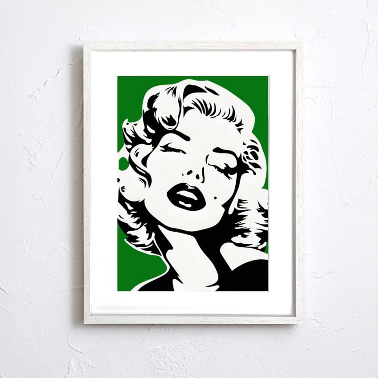 Monroe Love (Green)|モノクロームに映えるグリーンが魅せるモードポップアートポスター|洗練と華やかさを添えるインテリアA4ポスター
