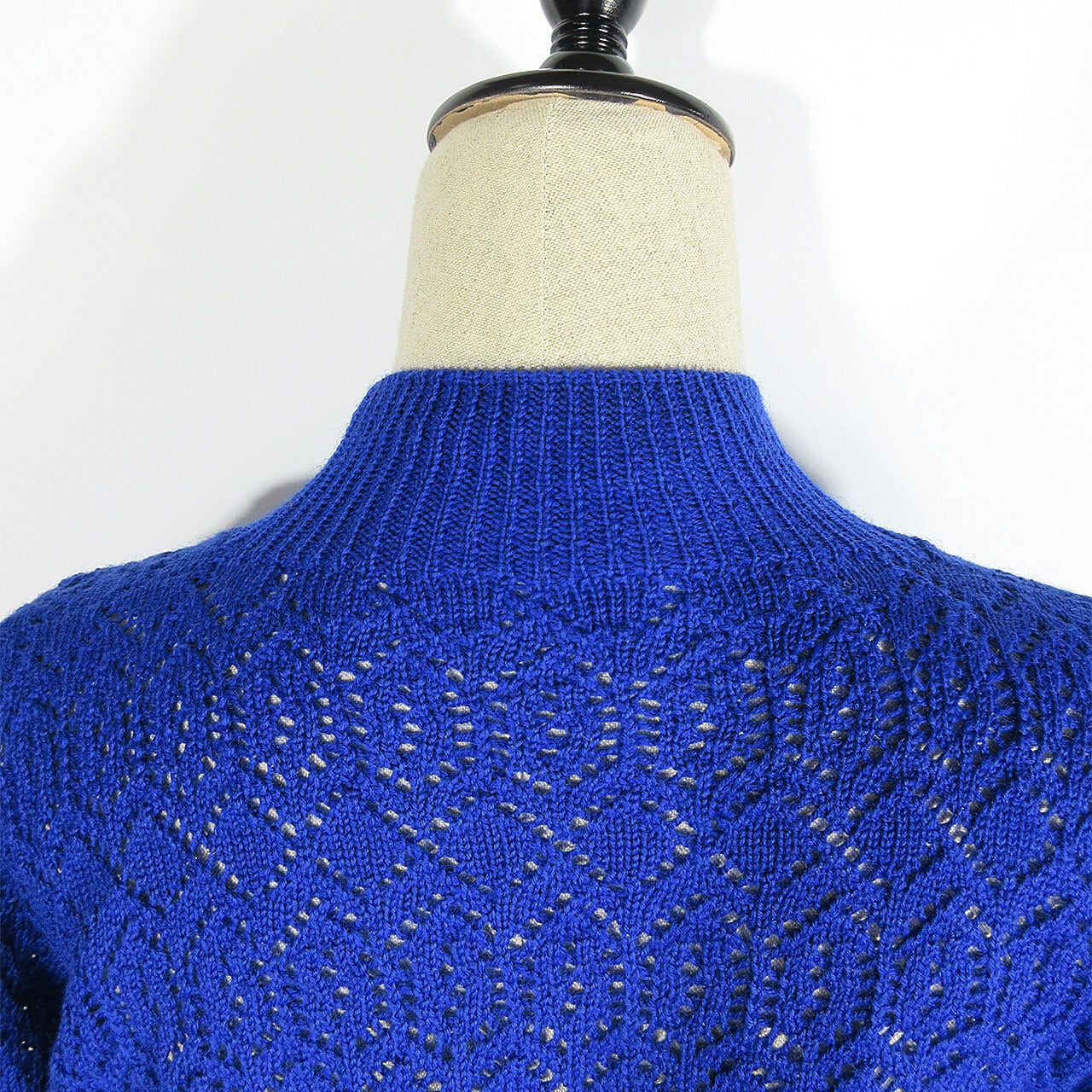 616 blue lace tops / ブルー レース トップス / レース編み / ウール
