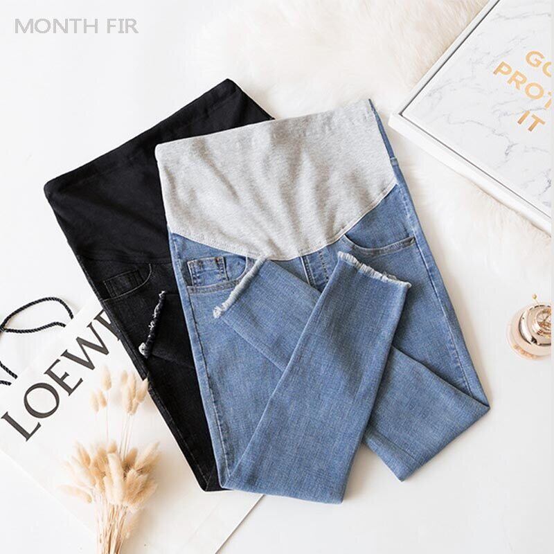 【新作】【送料無料】 デニムマタニティジーンズ妊娠中の女性の服生のエッジスキニーパンツ妊娠中の服ジーンズグラビデスマタニティ2019 expec514726298549