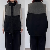 【受注予約:10月上旬入荷予定】ピーチボア切替中綿vest/ブラック