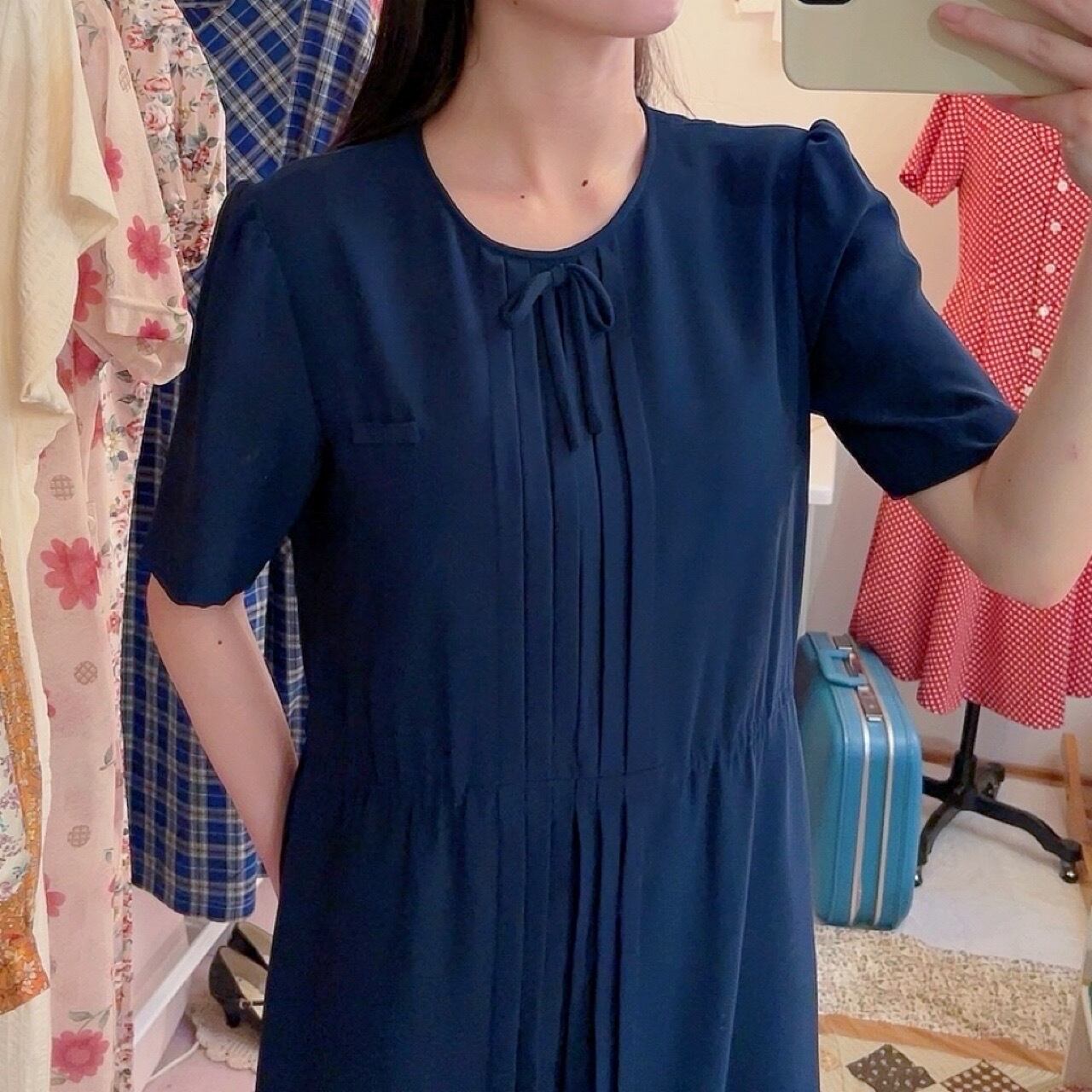 ribbon front pleats one-piece
