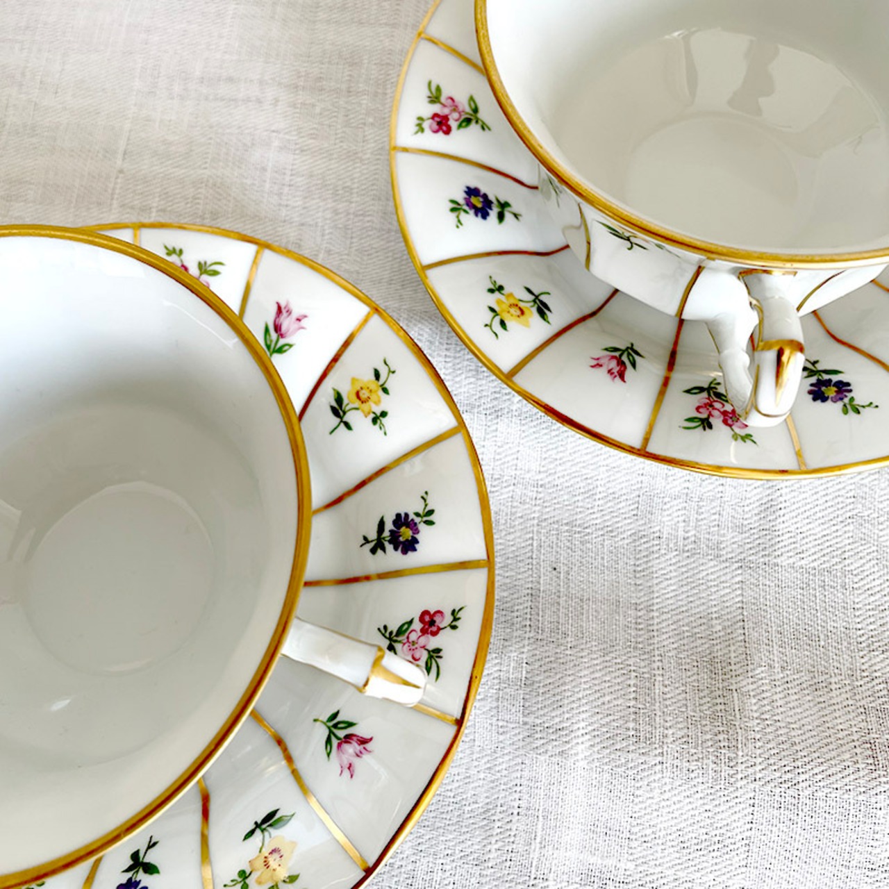 カップ＆ソーサー　フェルステンベルグ　　手描き小花柄　面取り金彩 Furstenberg 17twc31