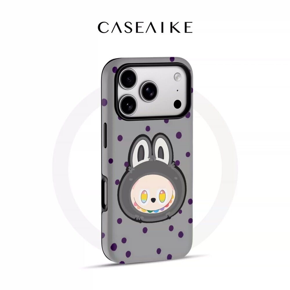 エアクッション内蔵!labubu ラブブ 水玉デザイン iPhoneケース エアクッション 耐衝撃ケース MagSafe対応 ユニセックスで可愛い 全面保護 人気 かわいい メンズ レディース 兼用