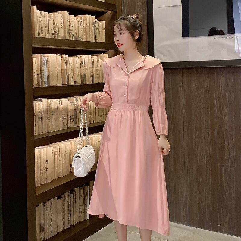 【新作】【送料無料】 8699＃秋のマタニティロングドレスボタンオープン授乳服妊婦妊娠 オータム 秋物 AL expec329737735892