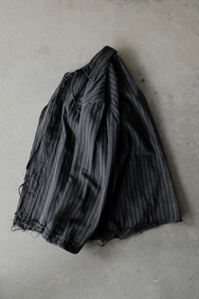 VENTITANK PROJECT Bulgarian Army 1950's-60's Dead Stock Custom Remade & Dyed Sumi Kuro Sleeping Shirt Jacket Type Navy Multi1 ブルガリア軍 スリーピングシャツ ジャケット 50s 黒染め