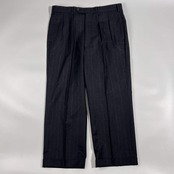 上下 Paul Stuart ポールスチュアート セットアップ ストライプ テーラードジャケット 裾ダブル スラックス スーツ 94-84-165 AB4/ダークグレー 系 メンズ