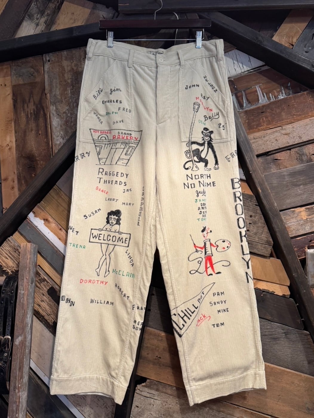 予約商品】 HAND PAINTED CORDUROY BAKER PANTS | SNOW PLANT