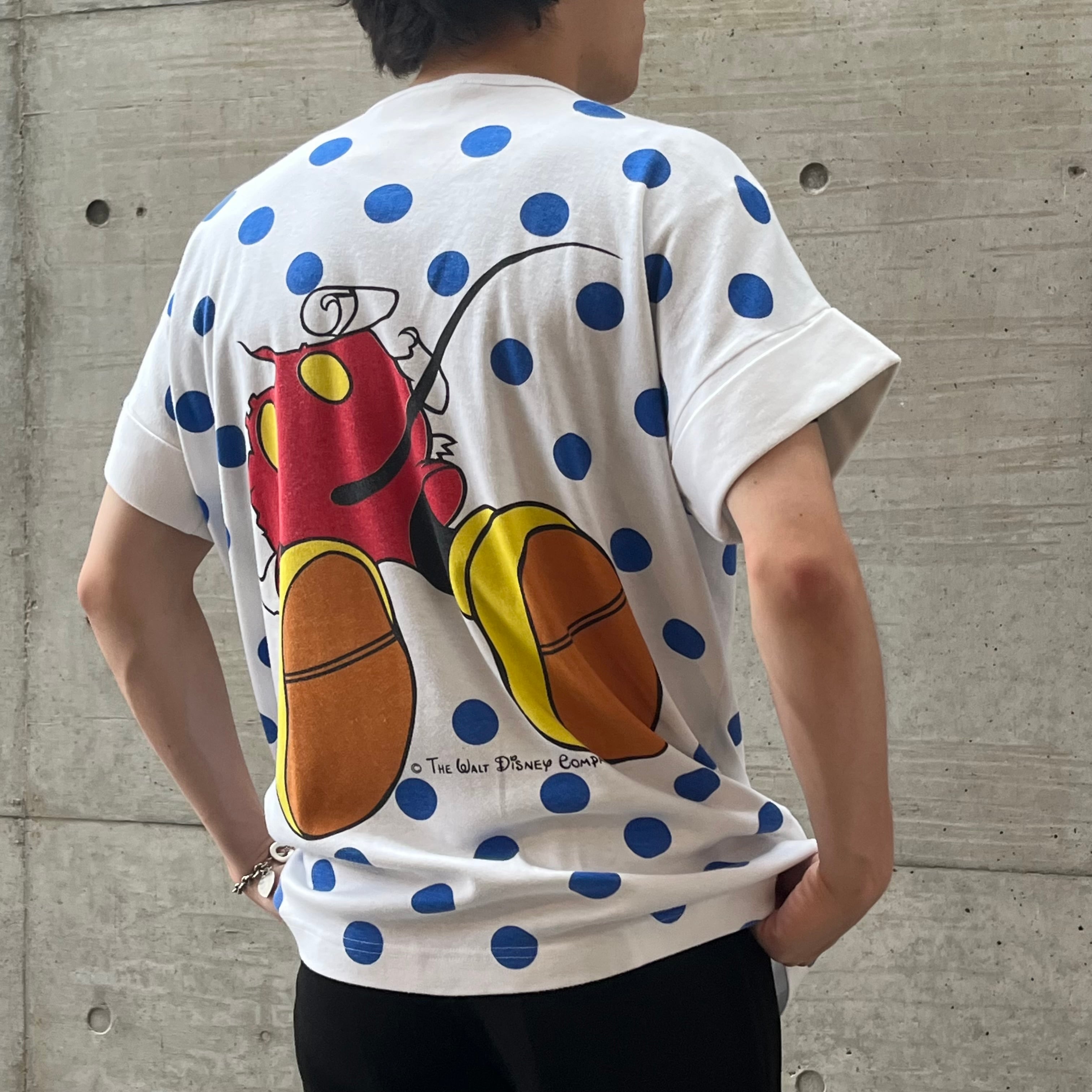 【希少】90's OLD Disney ミッキー 両面プリント Tシャツ レトロ