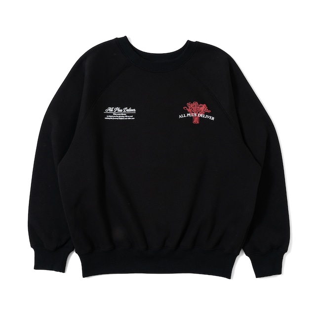 APD FLOWER GRAPHIC RAGLAN SWEAT / BLACK