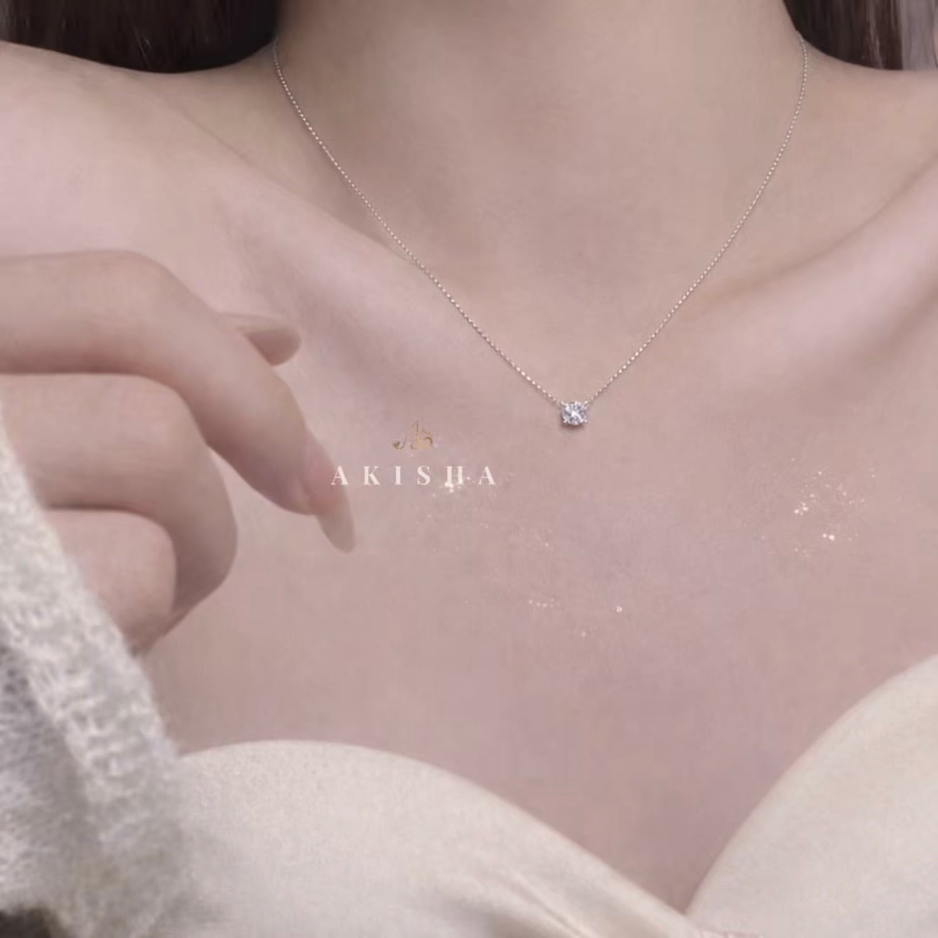Classic One Stone Necklace | AKISHA（アキーシャ）|金アレ対応/サビ