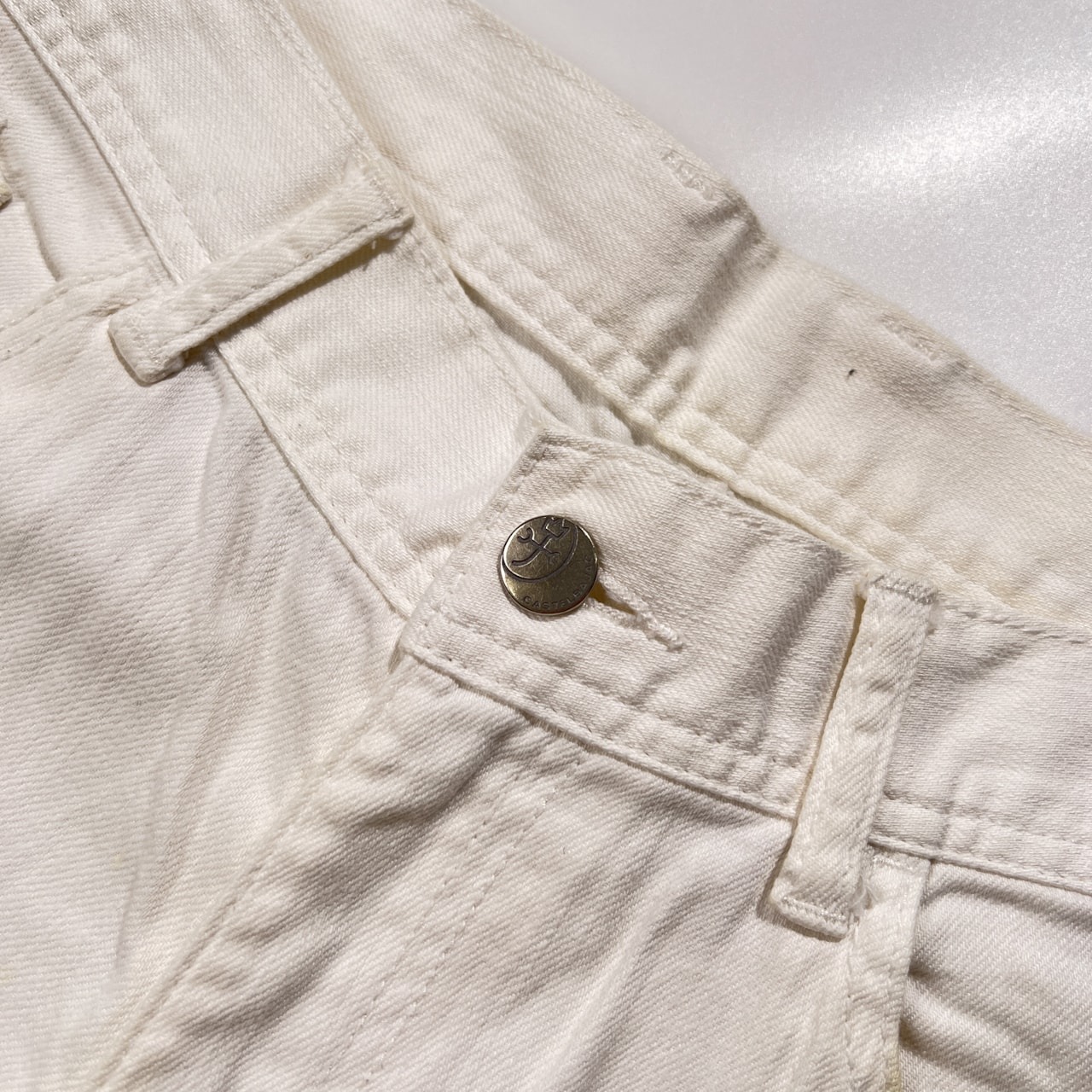 CASTELBAJAC カステルバジャック バックロゴ刺繍 ストレッチ コットン ホワイト パンツ サイズ 48 /メンズ