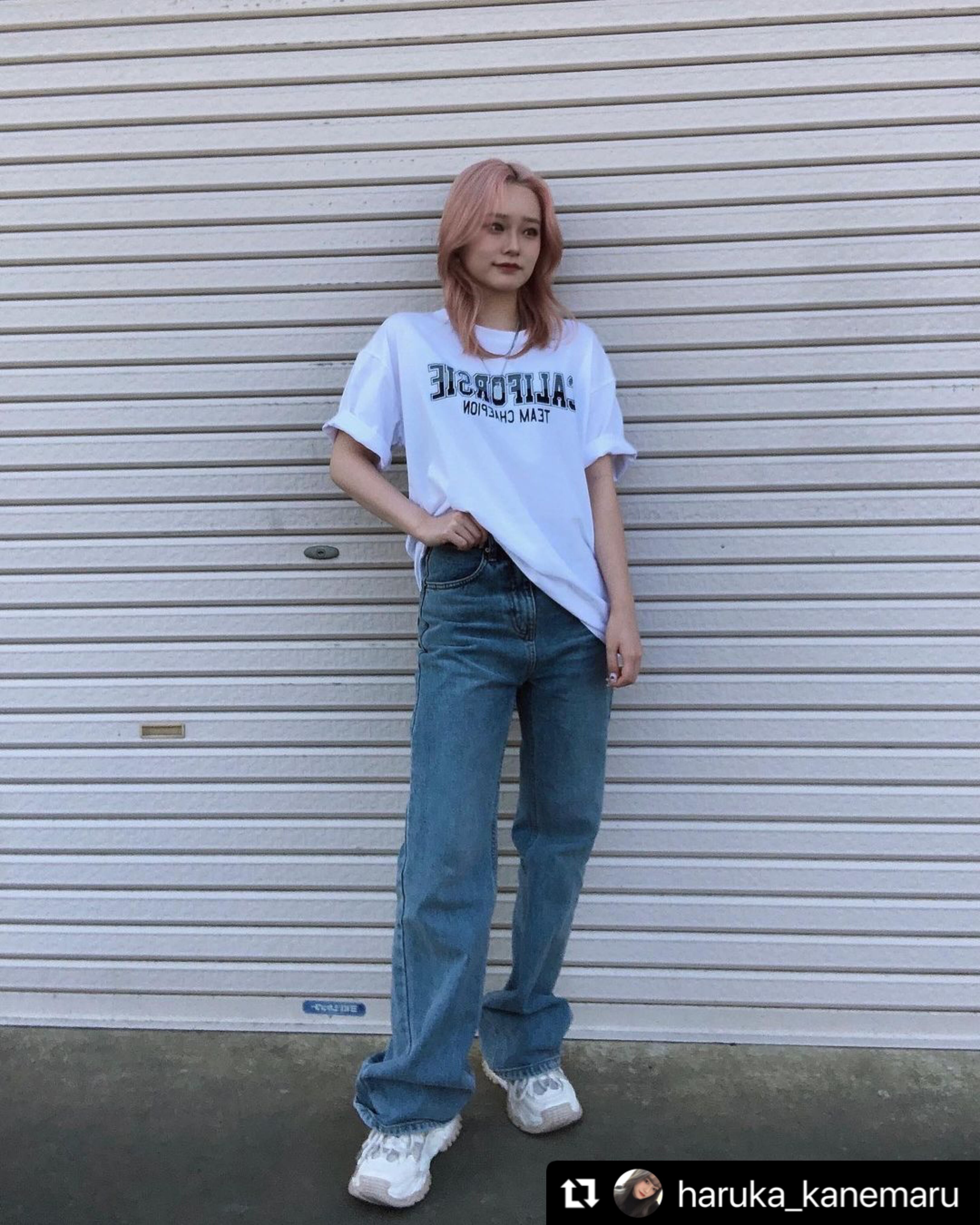 送料無料 スポーティー女子 ゆるだぼ メンズライク ストリート系 五分袖 ルーズ ロゴ Tシャツ Lamitte Deco トレンド 韓国ファッション ショップ Base店