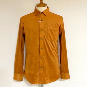 Stretch Fake Suede Shirts　Camel