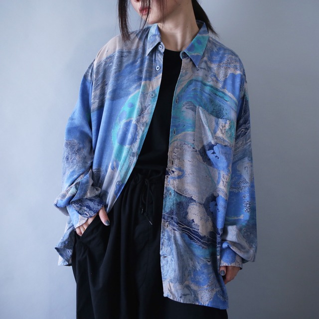 beautiful abstract painting full pattern over silhouette shirt