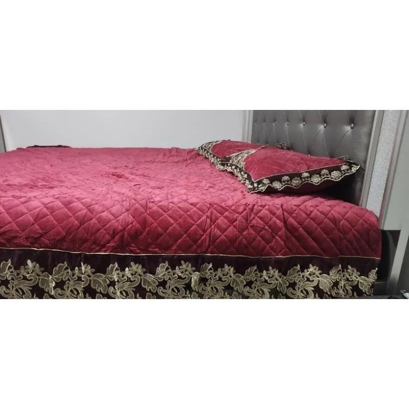 ベッドカバー3点セット ベッドスカート 枕カバー 寝具 ベルベット