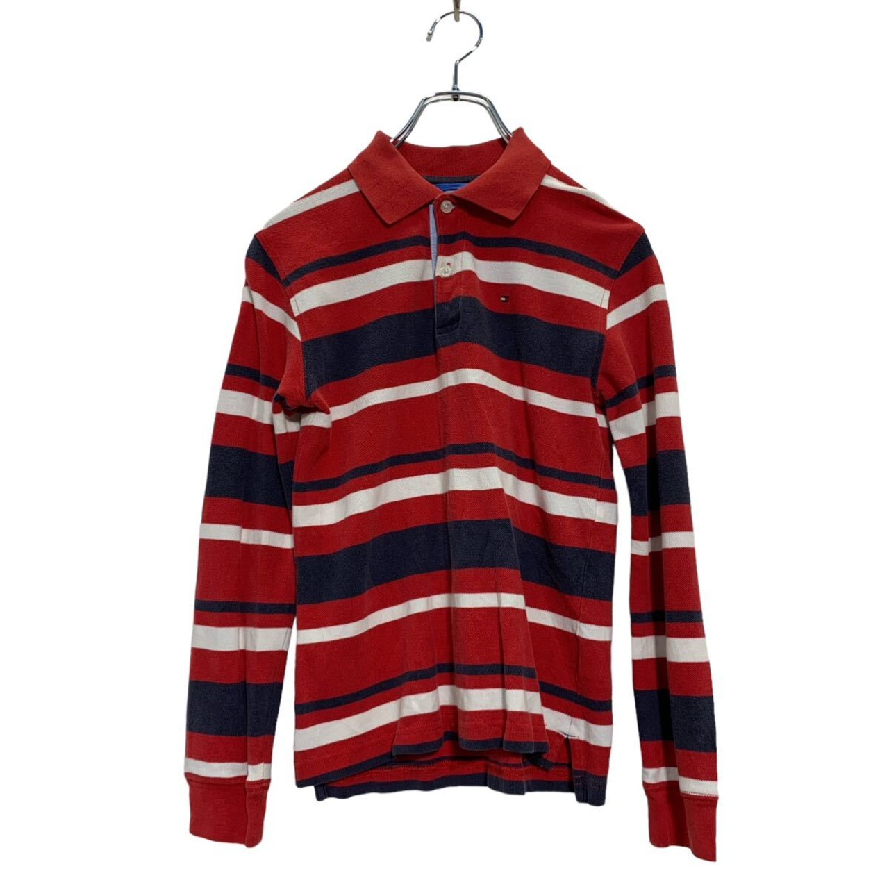TOMMY HILFIGER 長袖 ボーダーポロシャツ S 120〜 キッズ レッド 
