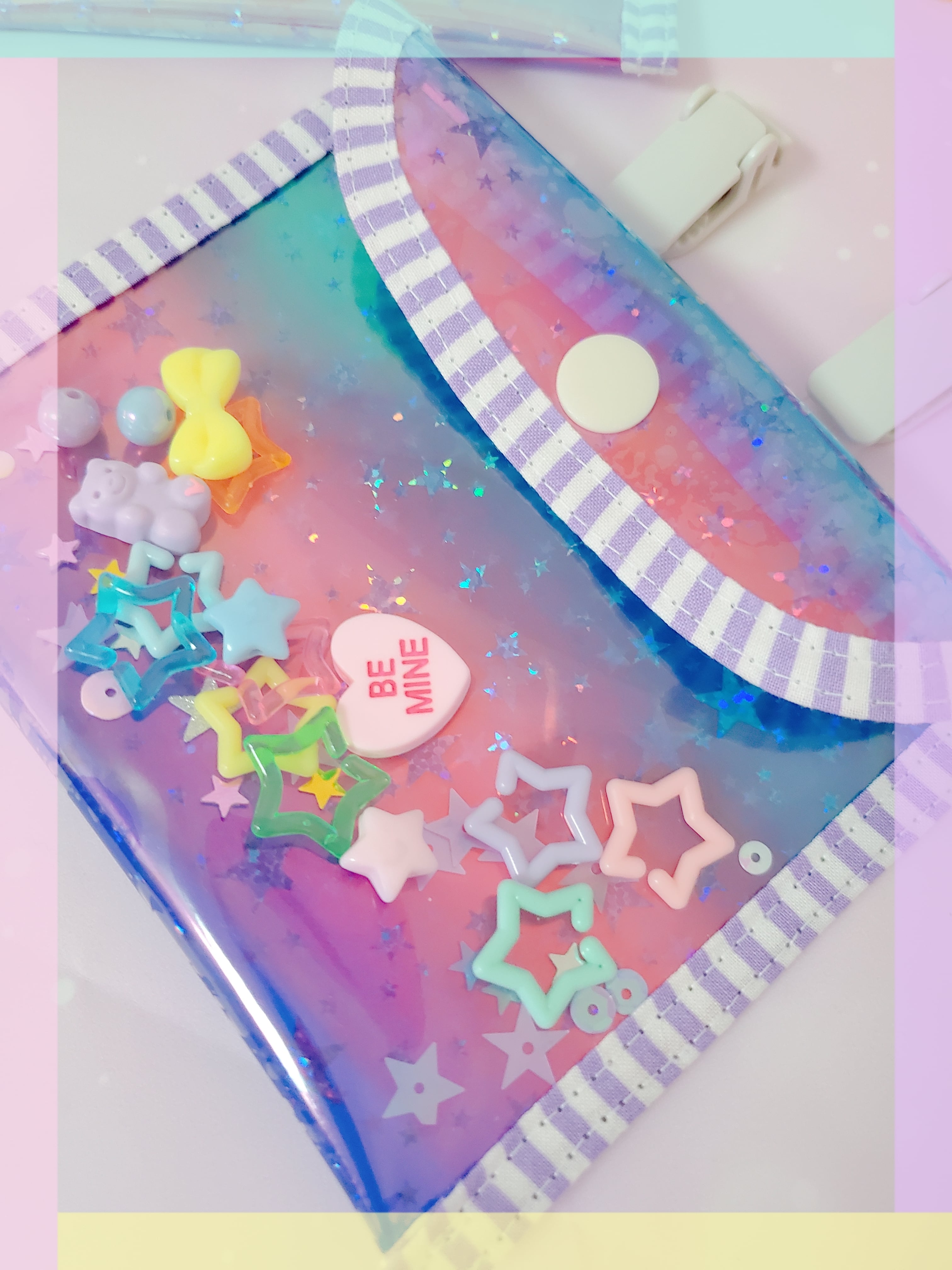 グラデーション キラキラ ホログラム ビニール 移動ポケット ハンカチ