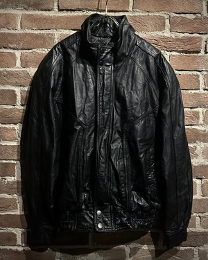 【Caka act3】"完品" Vintage Loose Stand Collar Leather Jacket