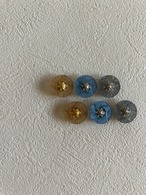 Japanese Vintage ボタン ブルー/イエロー/グレー 15mm 昭和レトロ アクセサリーパーツ 装飾材 カルトナージュ
