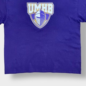 【Champion】カレッジロゴ UMHB メアリー・ハーディン・ベイラー大学 Mary Hardin-Baylor プリント ロンT ロングTシャツ 長袖Tシャツ チャンピオン X-LARGE ビッグサイズ パープル US古着