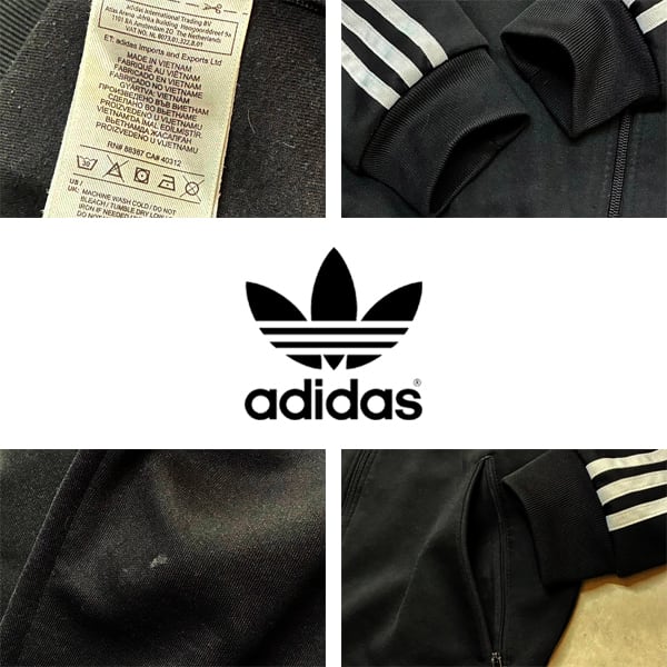 1点物◇アディダスadidasトラックジャケット黒ジャージ古着SMメンズ