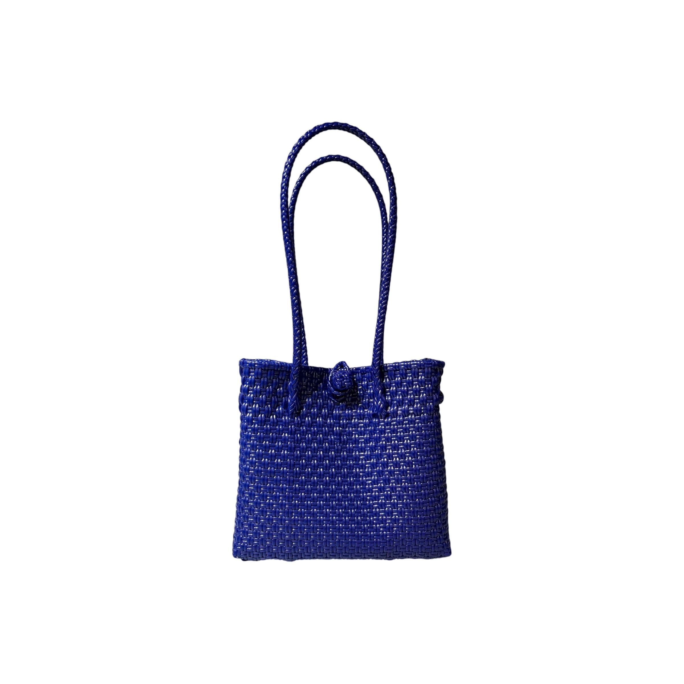 SQUARE TOTE BAG - DARK BLUE / LONG HANDLE / S