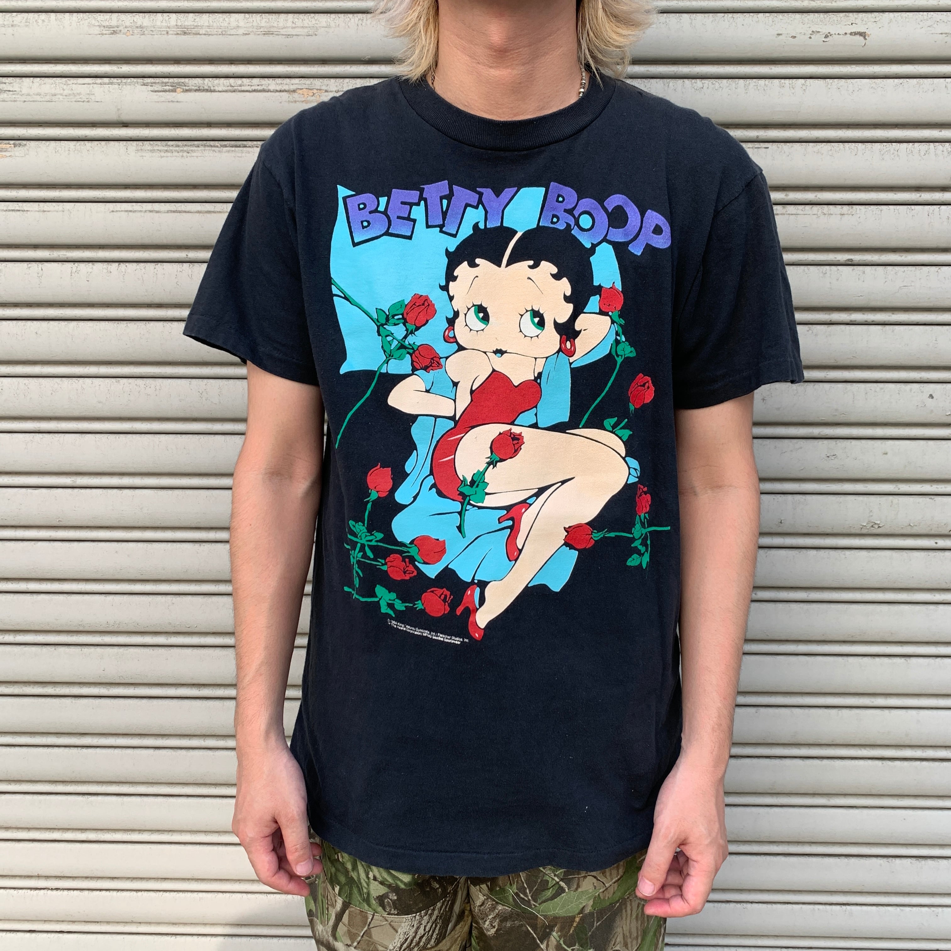 ベティちゃん 90's Tシャツ 90s BETTY BOOP ベティ キャラクター Tシャツ バラ M 黒USA | 古着屋 Uan