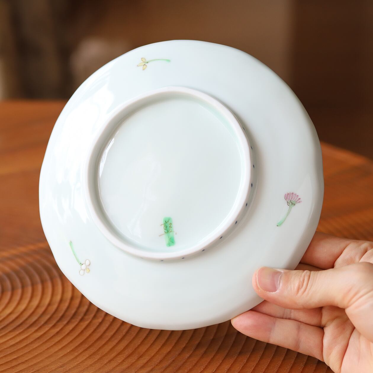 藍水　ヒイラギ装飾　6寸皿4枚＋2枚　計6枚セット うつわ藍水 ｜ 6寸皿（約18cm） 花暦（4色）｜ 波佐見焼 | にっこう