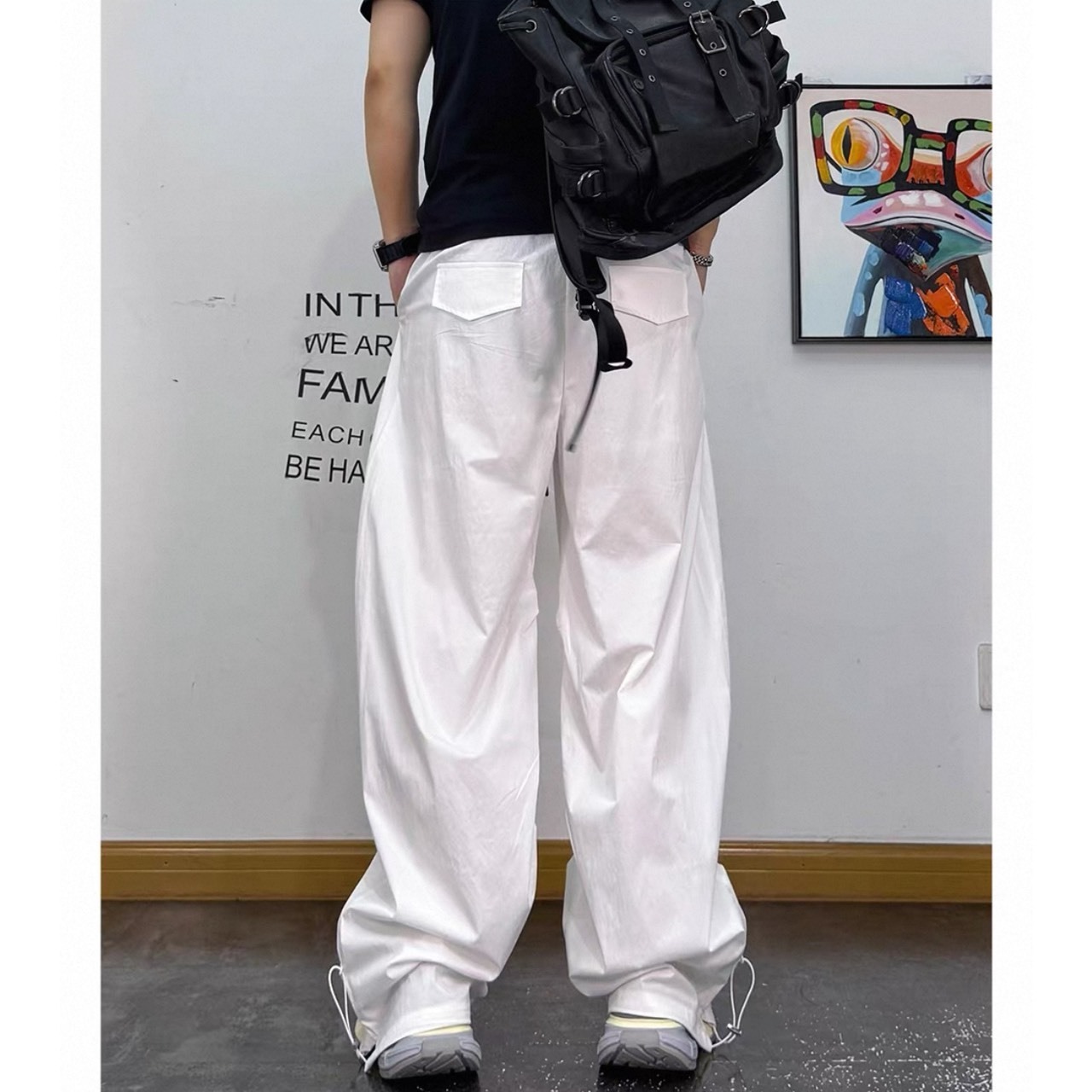 Drawstring hem baggy cargo pants 1495 - 8