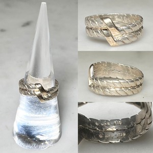 vintage silver × k10 double rope design ring