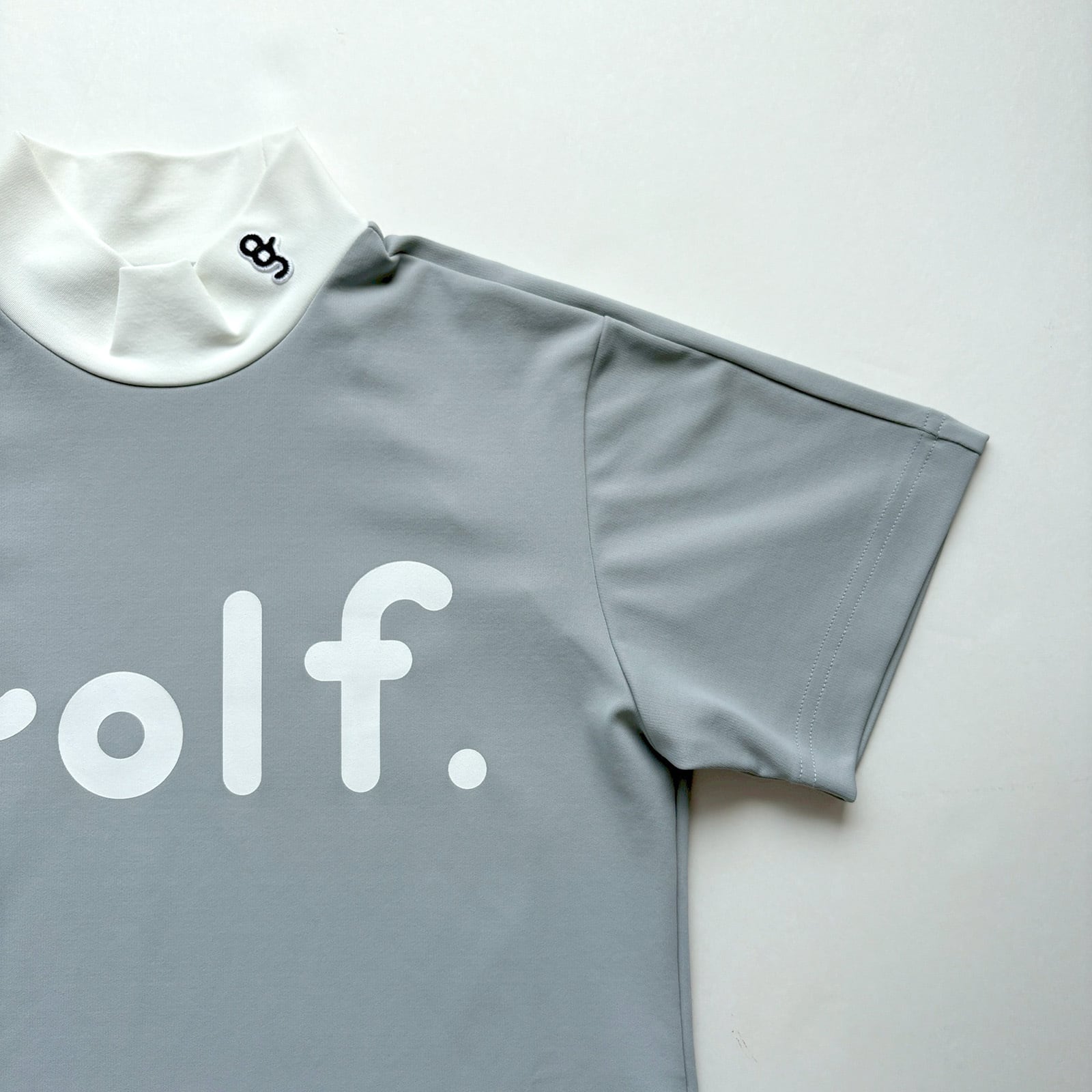 WOMEN'S】LOGO PRINT MOCK NECK SHIRT -GRAY / OFF WHITE- | 8G SHOOT