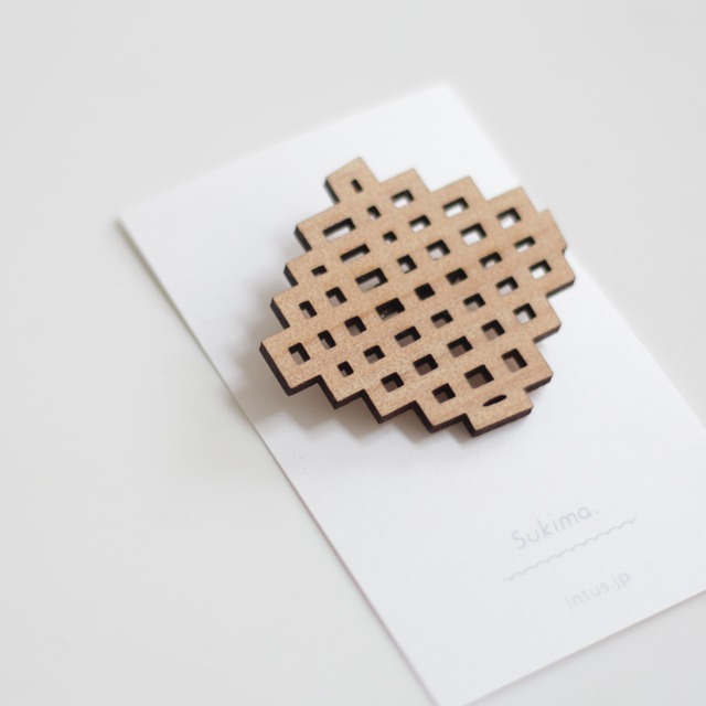 Waffle brooch square / ワッフルブローチしかく