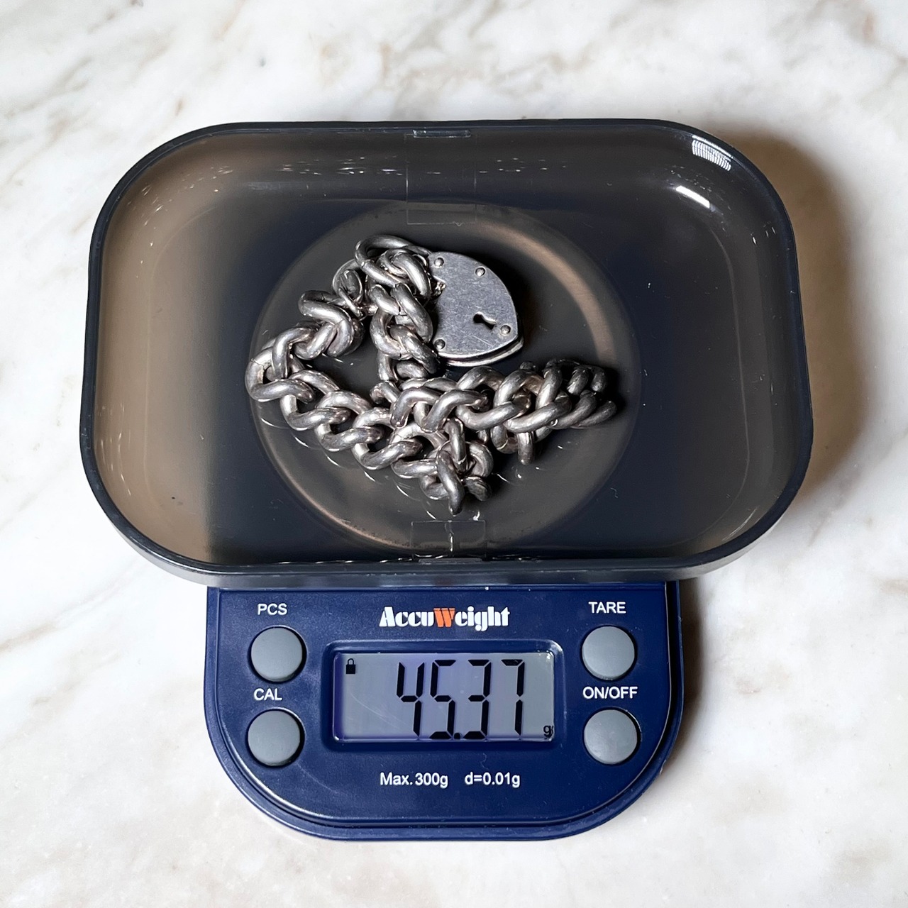 vintage heavy gauge UK silver " padlock " bracelet