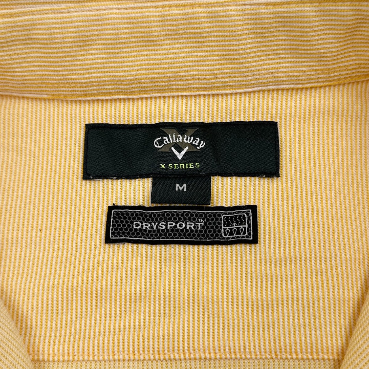 ゴルフ◆Callaway キャロウェイ DRYSPORT ストライプ ボタンダウン BD 半袖 ポロシャツ サイズ M /イエロー/メンズ/スポーツ