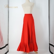 フラメンコ 衣装 ファルダ スカート レッド系 赤 無地 シンプル 練習 レッスン 伸縮 ストレッチ ペチコート インナー 鮮やか ダンス衣装 ステージ イベント 柔らかい生地 ボランテ フリル