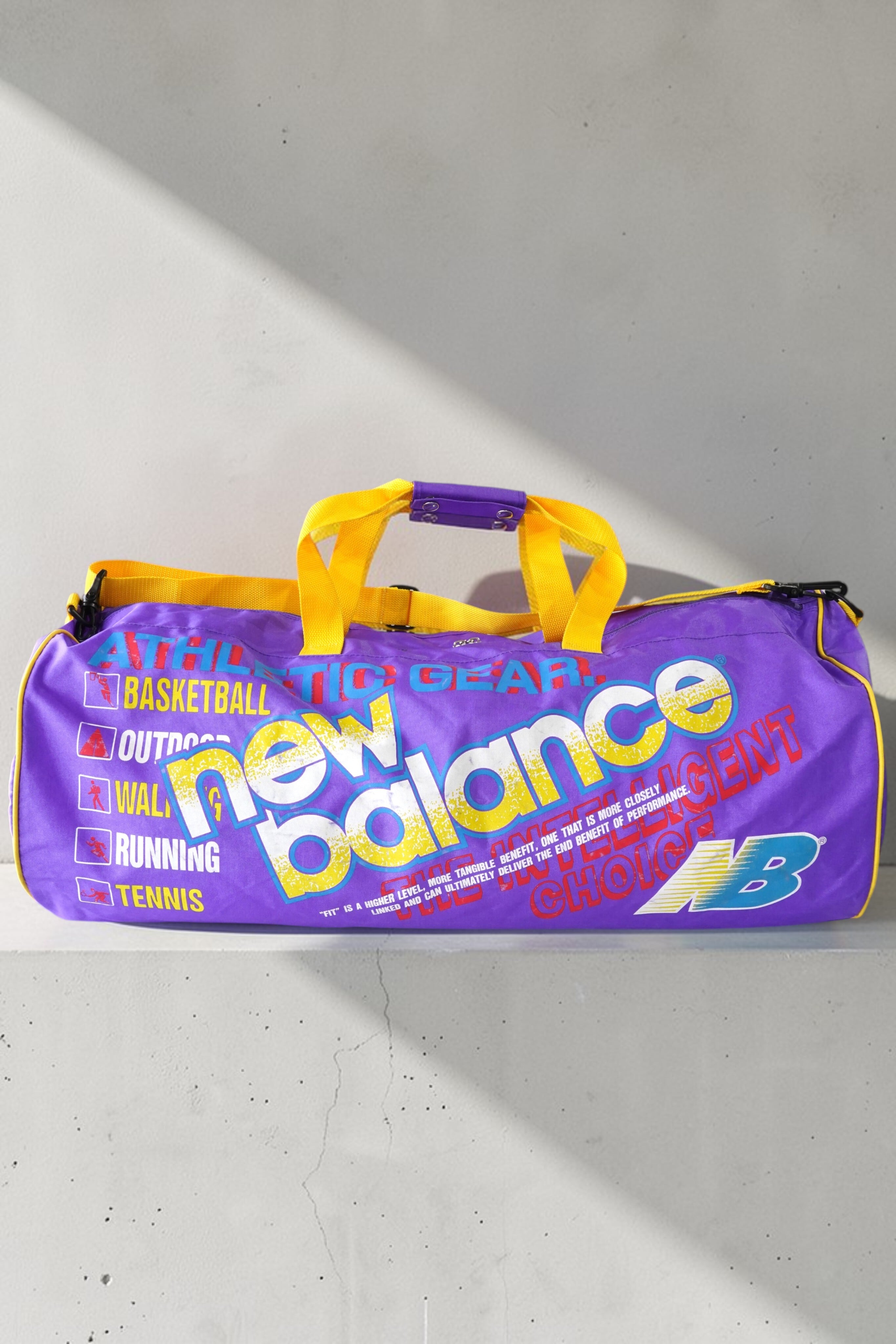 New Balance ボストンバッグ 90s 大容量 ダッフルバッグ パープル イエロー ヴィンテージ