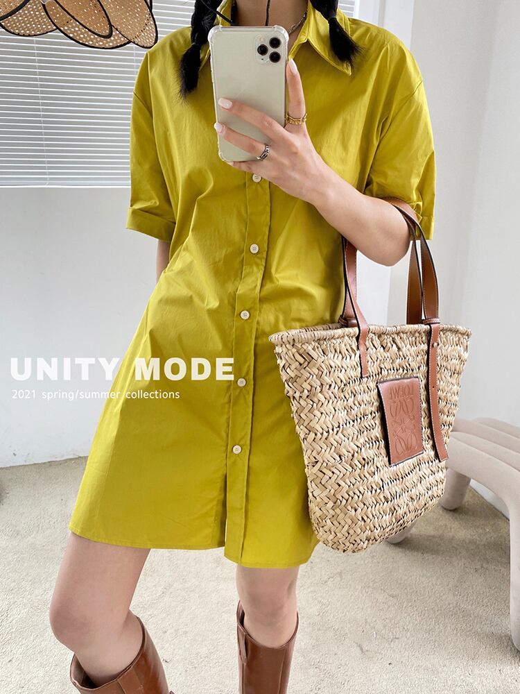 ソリッド カラーシャツ サマー 夏物 ソリッドカラー ビッグFスモールZ韓国85383295393